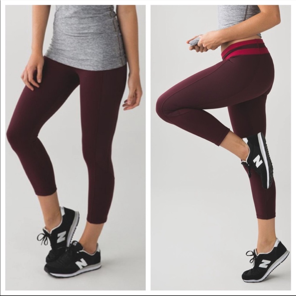 Lululemon maroon crop leggings - Picture 2 of 6